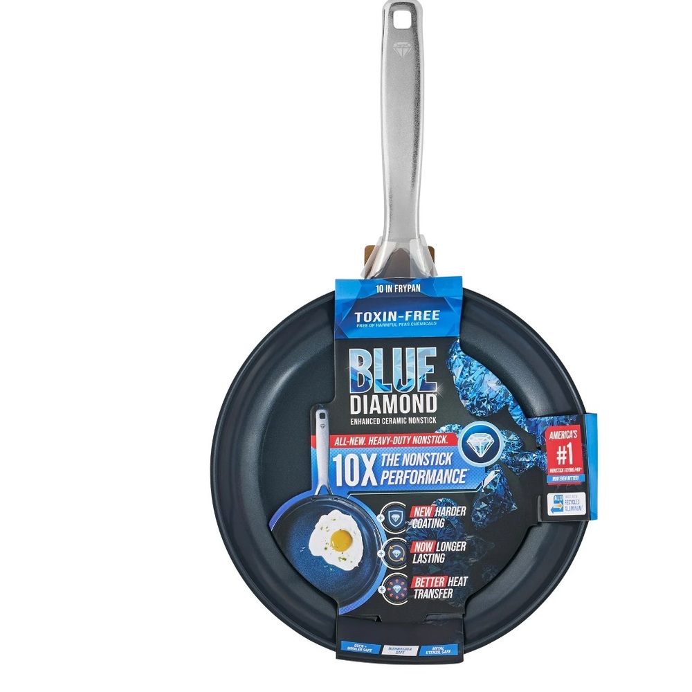 NEW Blue Diamond Toxin Free Ceramic Nonstick Safe Open Frypan/Skillet, 10"